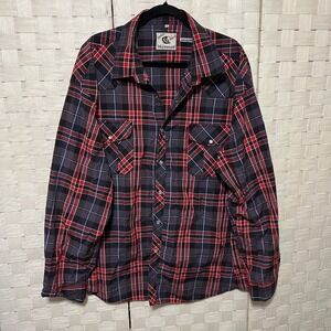 Coevals‎ Club Western Shirt Plaid Roll tab Long Sleeve Snap Front 4XL